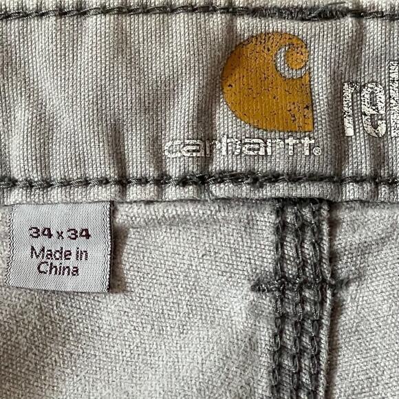 Carhartt Gray Relaxed Fit Distressed Stained Jeans Size 34 - Picture 6 of 11